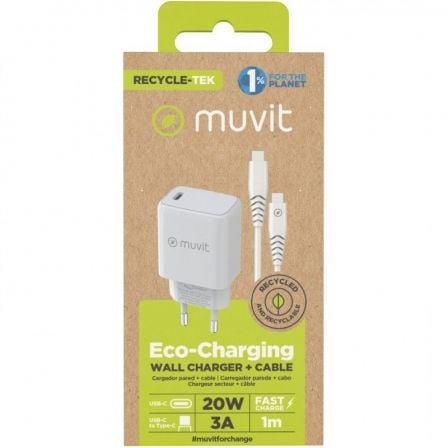 Carregador de Parede Muvit For Change MCPAK0044/ 1xUSB Tipo-C + Cabo USB Tipo-C/ 20W - Imagem 3