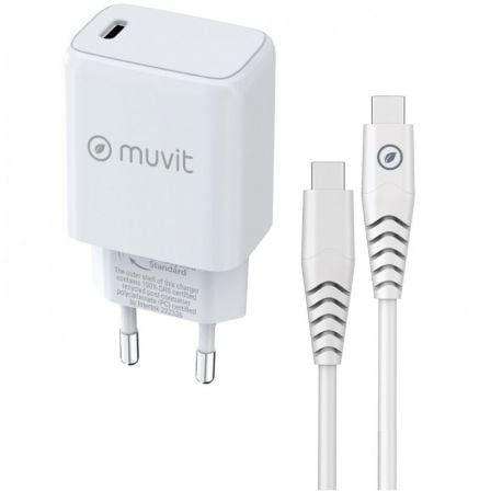 Carregador de Parede Muvit For Change MCPAK0044/ 1xUSB Tipo-C + Cabo USB Tipo-C/ 20W