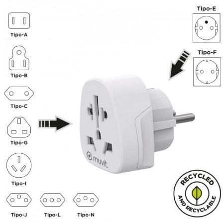 Tomada Universal Muvit For Change MCADP0007/ 1 Tomada de Corrente/ Branco - Imagem 2