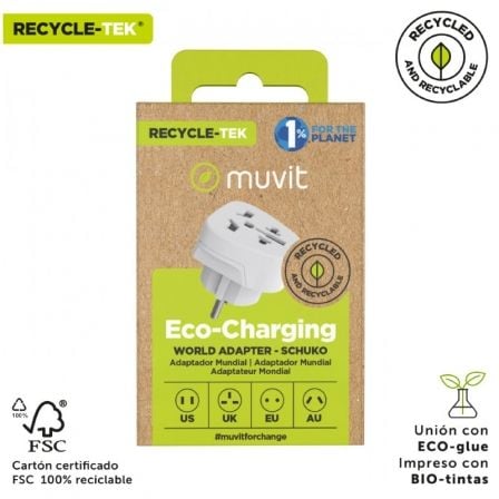 Tomada Universal Muvit For Change MCADP0007/ 1 Tomada de Corrente/ Branco - Imagem 5