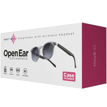 Óculos de Sol Inteligentes Muvit IO MIOAGL002 Bluetooth 6.0 Áudio Open Ear UV400 Cinzento Transparente - Imagem 4