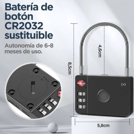 Cadeado Inteligente Localizador Muvit For Change MiLi MiLock Duo TSA Apple Find My Android Preto - Imagem 5