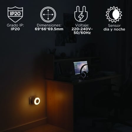 Luz de Noite LED Muvit IO MIONLI001 Sensor de Luz 2700K com Porta de Carga USB-C 15W Branco - Imagem 5