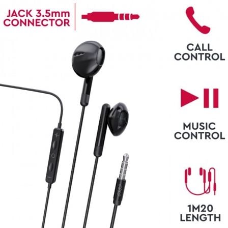 Auriculares Intra-auriculares Myway MWHPH0019/ com Microfone/ Jack 3.5/ Pretos - Imagem 2