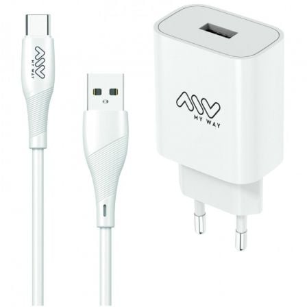 Carregador de Parede Myway MYWEPAK0002/ 1xUSB + Cabo USB Tipo-C/ 15W