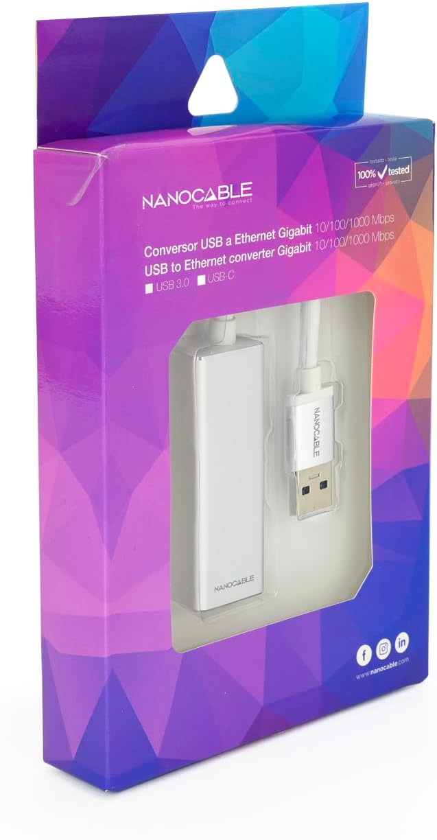 Adaptador USB 3.0 - RJ45 Nanocable 10.03.0401/ 1000Mbps - Imagem 4