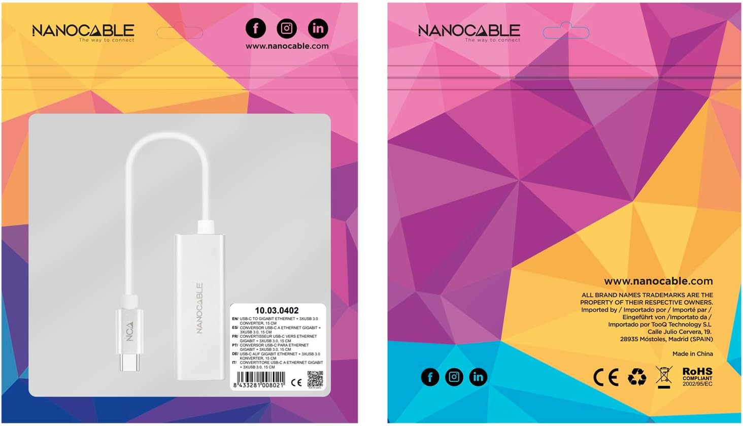 Adaptador USB Tipo-C - RJ45 Nanocable 10.03.0402/ 1000Mbps - Imagem 5