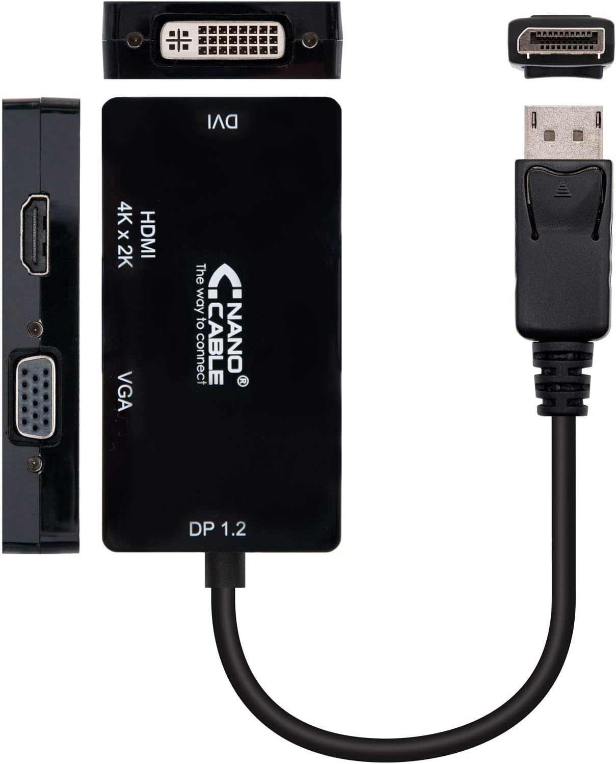 Cabo Conversor Nanocable 10.16.3301-BK/ DisplayPort Macho - VGA Fêmea/ DVI Fêmea/ HDMI Fêmea - Imagem 2