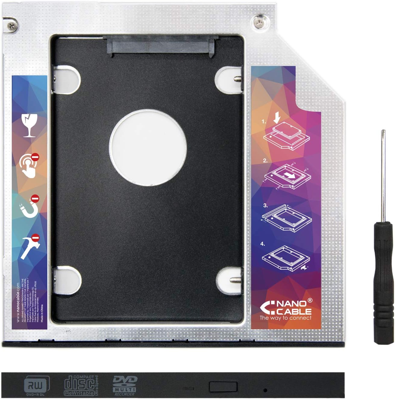 Adaptador Nanocable 10.99.0101 para Disco 2.5" em Baía de Unidade Óptica 9.5mm SATA - Imagem 2