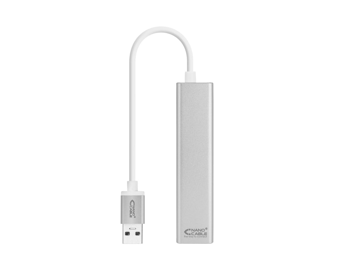 Hub USB 3.0 Nanocable 10.03.0403/ 3xUSB/ 1xRJ45/ Cinzento