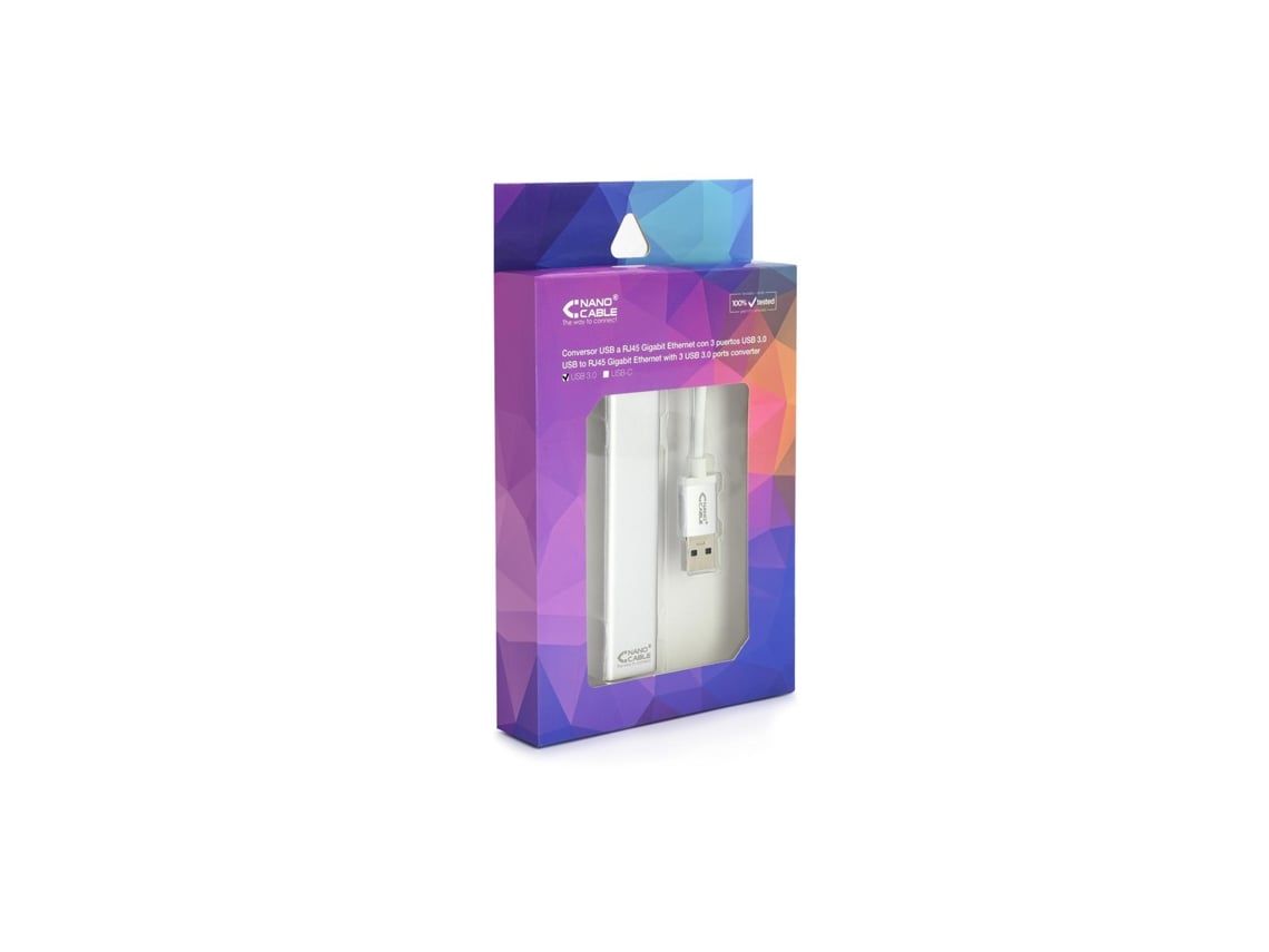 Hub USB 3.0 Nanocable 10.03.0403/ 3xUSB/ 1xRJ45/ Cinzento - Imagem 2