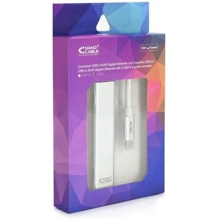 Hub USB-C Nanocable 10.03.0404 3x USB 3.0 e RJ45 Gigabit Ethernet 15cm Prateado - Imagem 3