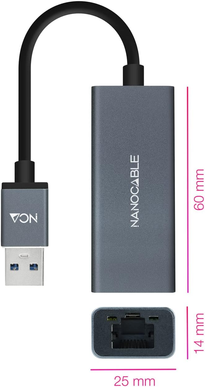 Adaptador USB 3.0 - RJ45 Nanocable 10.03.0405/ 1000Mbps - Imagem 2