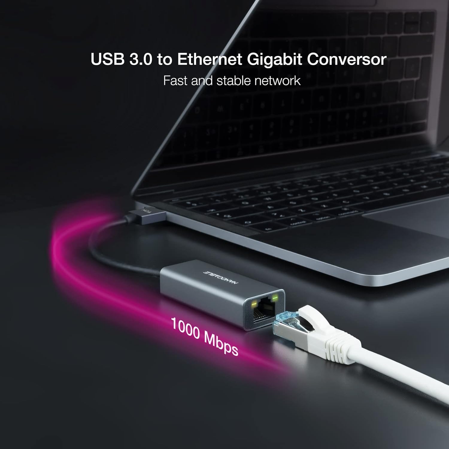 Adaptador USB 3.0 - RJ45 Nanocable 10.03.0405/ 1000Mbps - Imagem 3