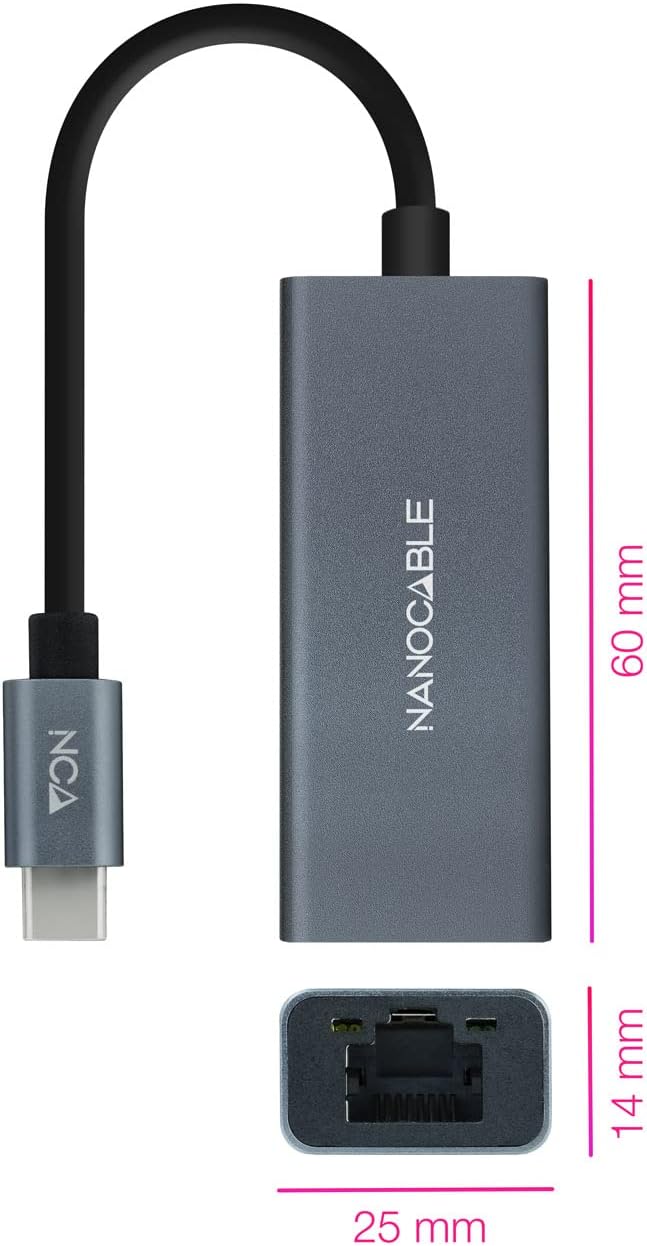 Adaptador Tipo-C - RJ45 Nanocable 10.03.0406/ 1000Mbps - Imagem 2