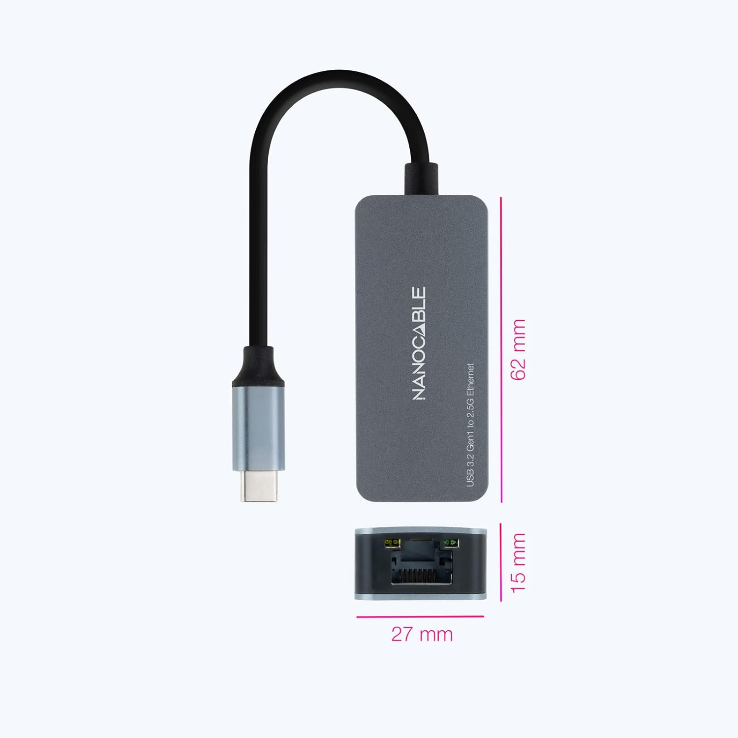 Adaptador USB Tipo-C - RJ45 Nanocable 10.03.0410/ 2500Mbps - Imagem 2
