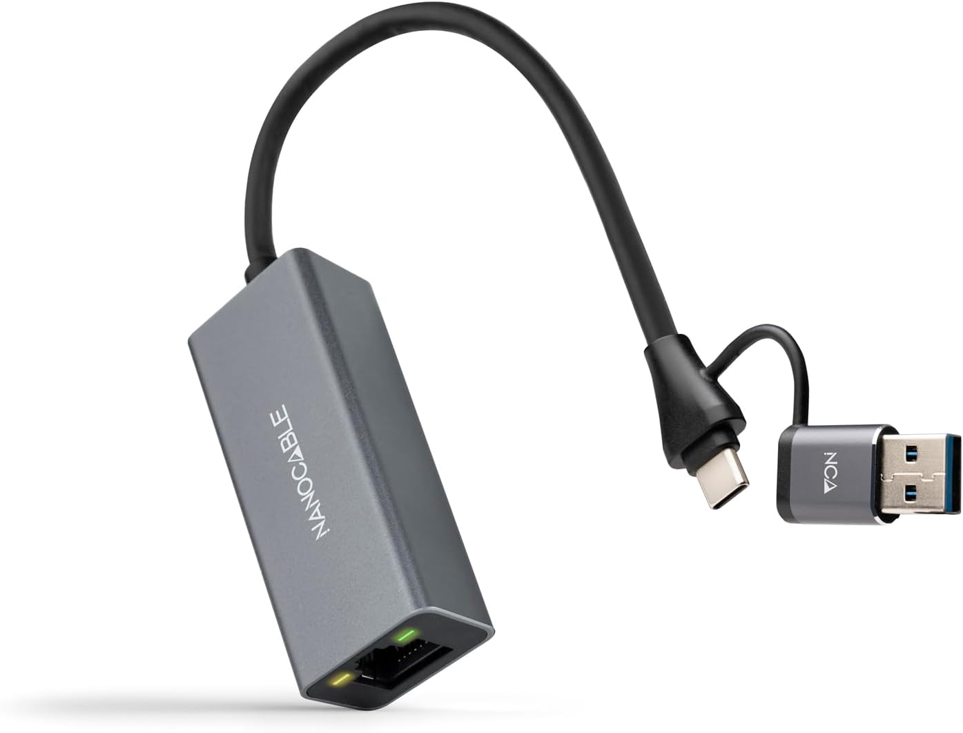 Adaptador USB Macho + USB Tipo-C Macho - RJ45 Nanocable 10.03.0411/ 1000Mbps