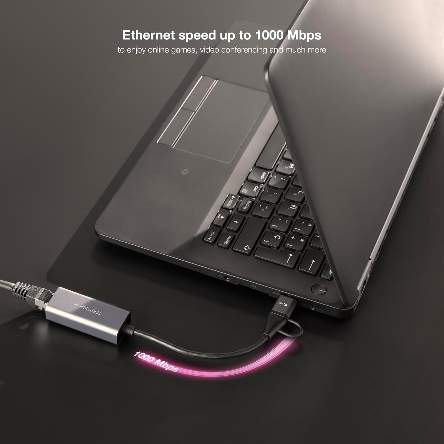 Adaptador USB Macho + USB Tipo-C Macho - RJ45 Nanocable 10.03.0411/ 1000Mbps - Imagem 5