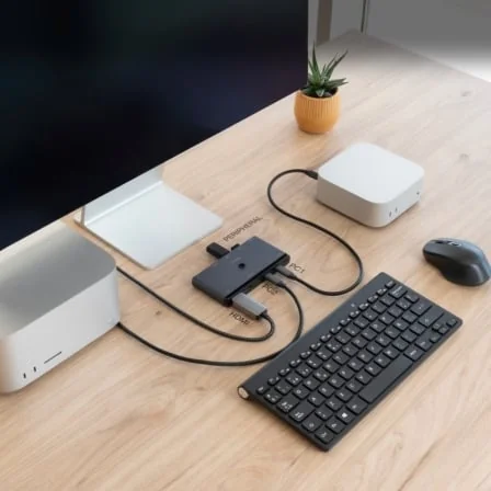 Switch KVM Nanocable 10.12.0003 8K 2x USB-C para HDMI DisplayPort 3x USB PD Áudio Cinzento - Imagem 4