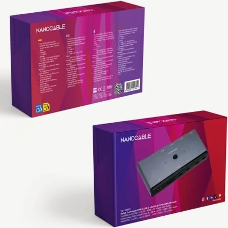 Switch KVM Nanocable 10.12.0003 8K 2x USB-C para HDMI DisplayPort 3x USB PD Áudio Cinzento - Imagem 5