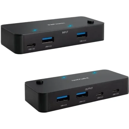 Switch USB 3.0 Nanocable 10.12.0011 Comutador 2 PCs para 4 Periféricos (2x USB-A + 2x USB-C) Alumínio Preto - Imagem 2