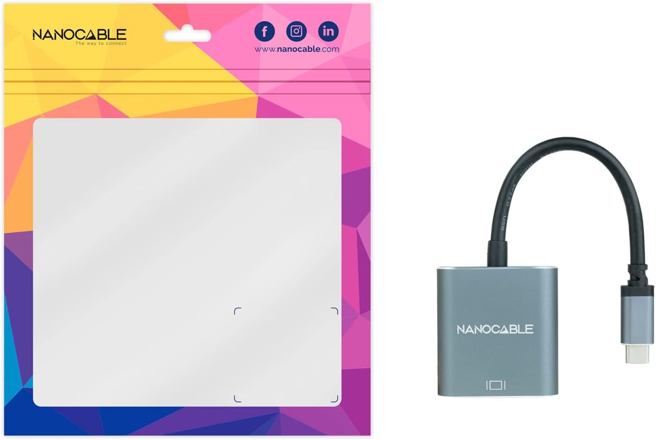 Conversor Nanocable 10.16.4101-G USB-C Macho para VGA Fêmea Full HD 1920x1200 10cm Alumínio Cinzento - Imagem 5