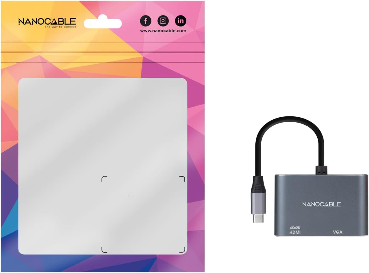 Conversor Nanocable 10.16.4303/ USB Tipo-C Macho/ HDMI Fêmea - VGA Fêmea/ 15cm/ Cinzento - Imagem 4