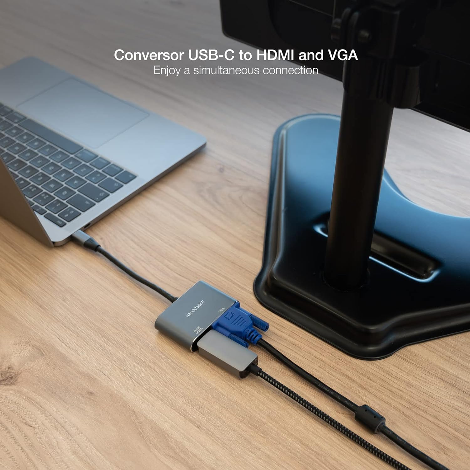 Conversor Nanocable 10.16.4303/ USB Tipo-C Macho/ HDMI Fêmea - VGA Fêmea/ 15cm/ Cinzento - Imagem 3