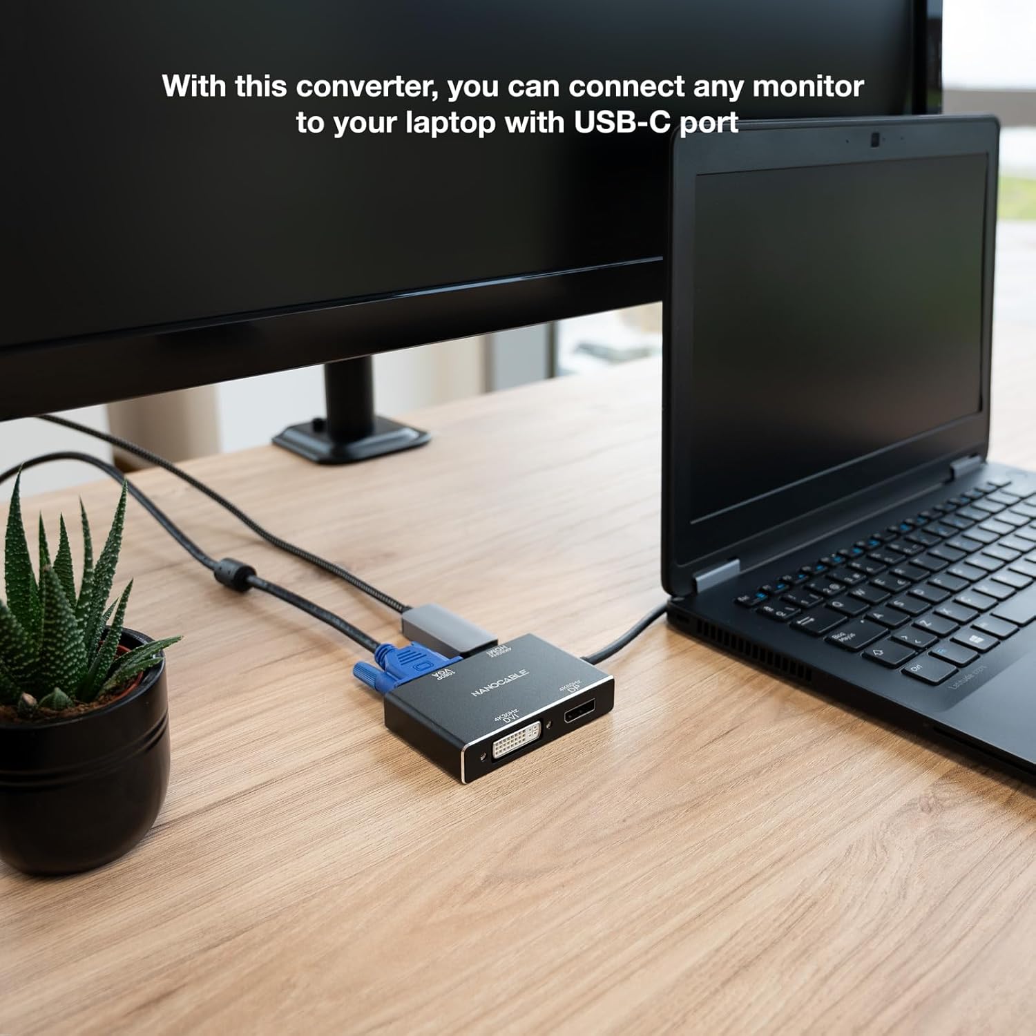 Conversor Nanocable 10.16.4307/ USB Tipo-C Macho - VGA Fêmea/ DVI Fêmea/ HDMI Fêmea/ DisplayPort Fêmea/ 10cm/ Preto - Imagem 4