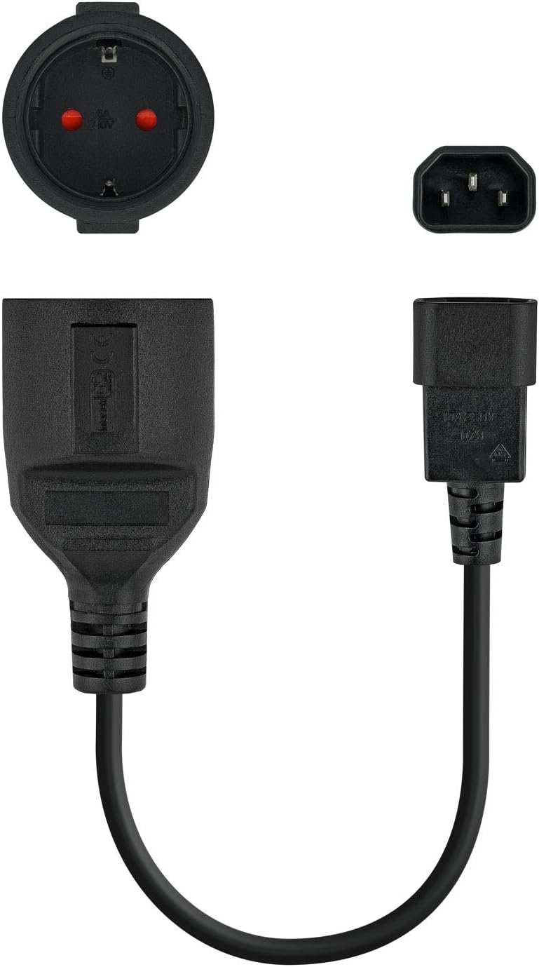 Adaptador de Alimentação Nanocable 10.22.0901/ C14 Macho - CEE7 Fêmea/ 25cm/ Preto - Imagem 2