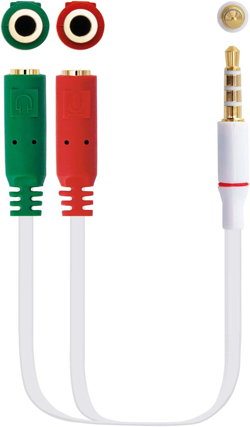 Cabo Estéreo Nanocable 10.24.1201/ Jack 3.5 Macho - 2x Jack 3.5 Fêmea/ 20cm/ Branco