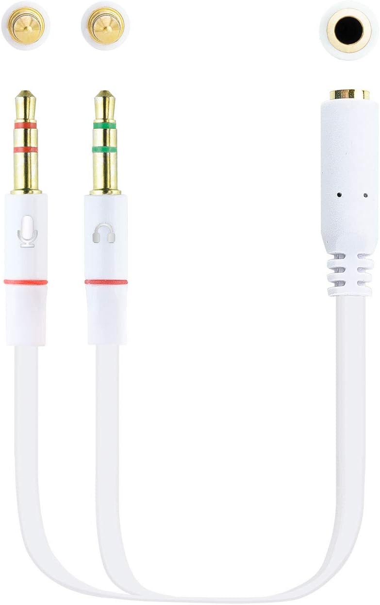 Cabo Estéreo Nanocable 10.24.1203/ Jack 3.5 Fêmea - 2x Jack 3.5 Macho/ 20cm/ Branco