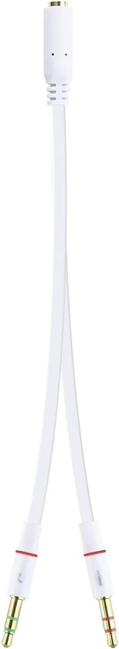 Cabo Estéreo Nanocable 10.24.1203/ Jack 3.5 Fêmea - 2x Jack 3.5 Macho/ 20cm/ Branco - Imagem 2