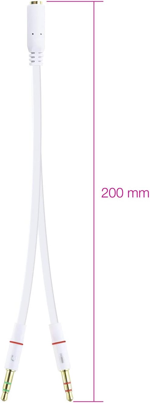 Cabo Estéreo Nanocable 10.24.1203/ Jack 3.5 Fêmea - 2x Jack 3.5 Macho/ 20cm/ Branco - Imagem 3