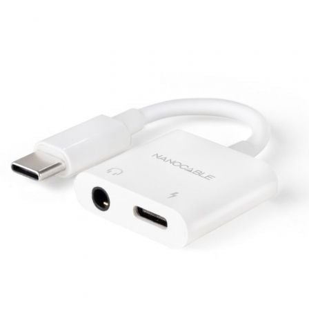 Adaptador Áudio Nanocable 10.24.1206/ USB Tipo-C Macho - Jack 3.5 Fêmea/ USB Tipo-C Fêmea/ Branco - Imagem 2