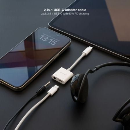 Adaptador Áudio Nanocable 10.24.1206/ USB Tipo-C Macho - Jack 3.5 Fêmea/ USB Tipo-C Fêmea/ Branco - Imagem 3