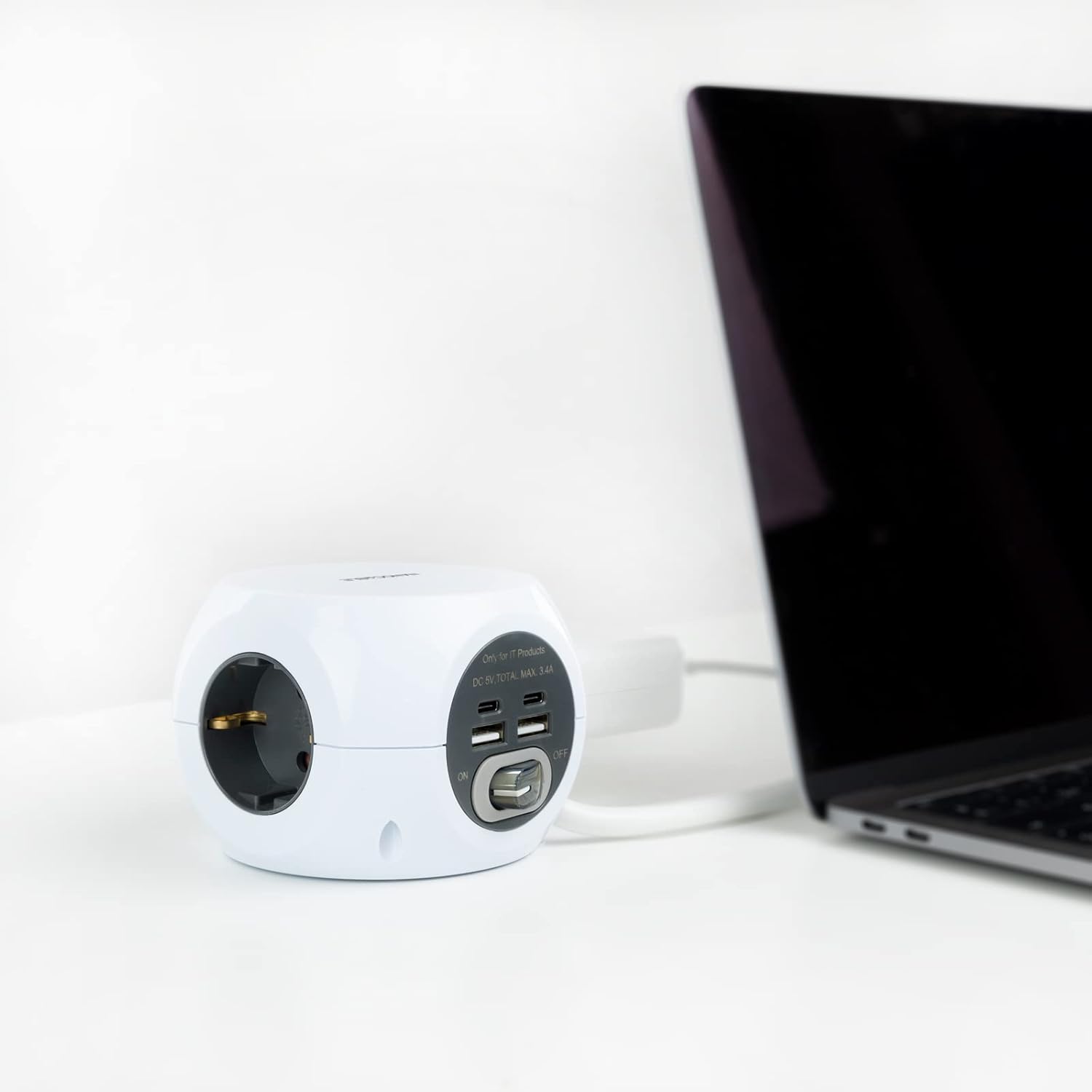 Régua de Extensão Nanocable 10.37.0001/ 3 Tomadas/ 2 USB - 2 USB Tipo-C/ Cabo 1.4m/ Branca - Imagem 7