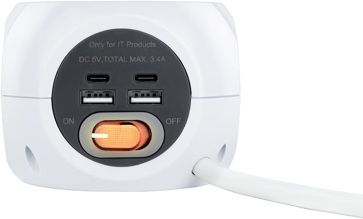 Régua de Extensão Nanocable 10.37.0001/ 3 Tomadas/ 2 USB - 2 USB Tipo-C/ Cabo 1.4m/ Branca - Imagem 8