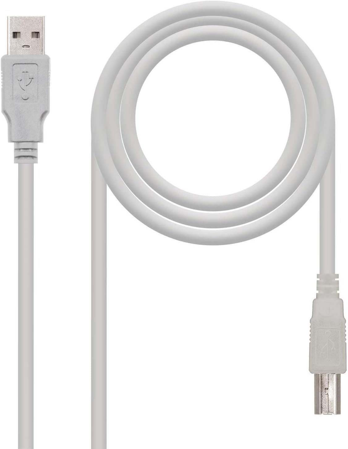Cabo USB 2.0 Impressora Nanocable 10.01.0103/ USB Tipo-B Macho - USB Macho/ 1.8m/ Bege - Imagem 1