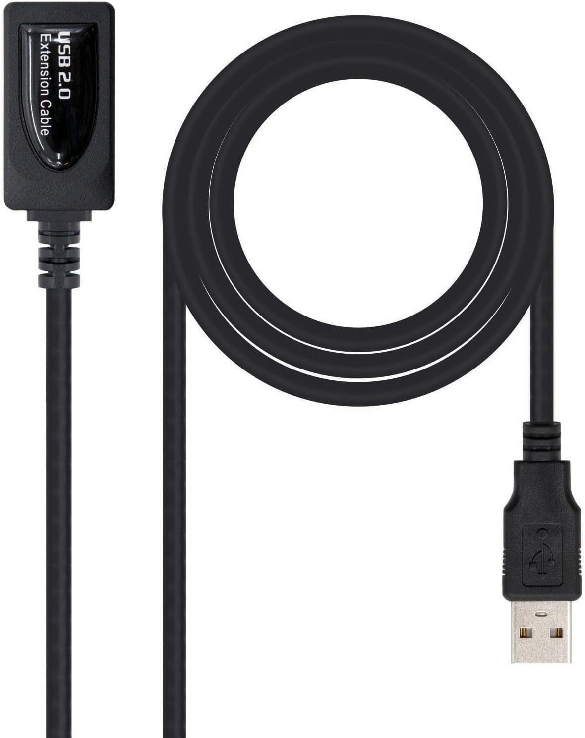 Cabo Extensor USB 2.0 Nanocable 10.01.0211/ USB Macho - USB Fêmea/ 5m/ Preto