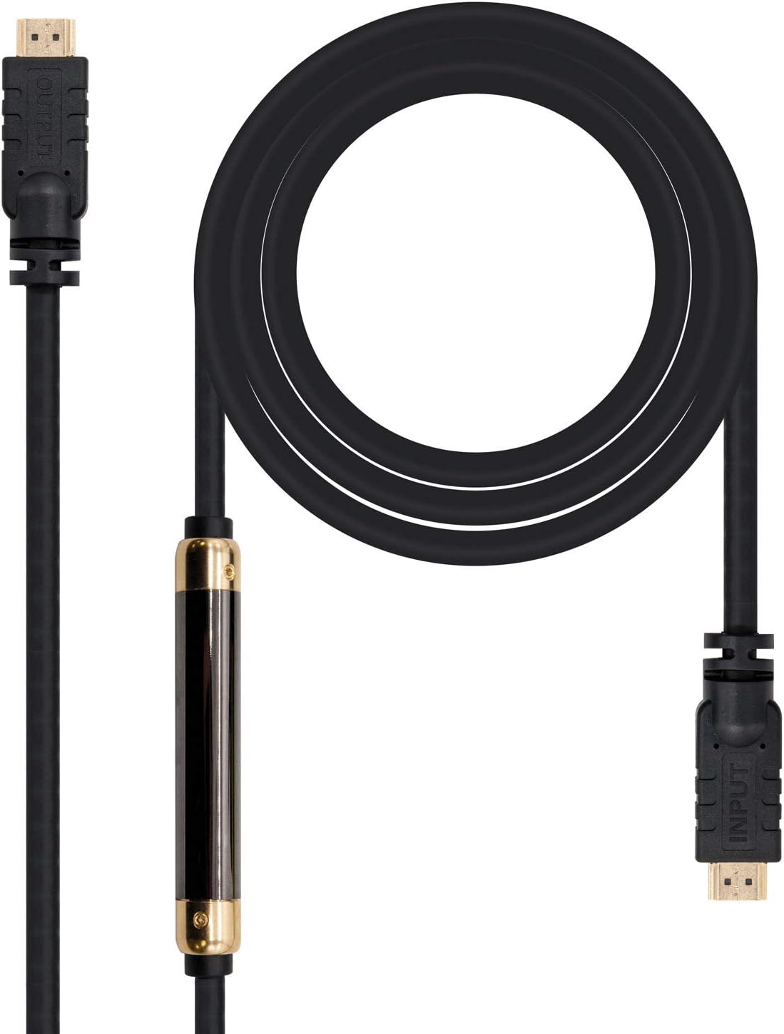 Cabo HDMI Nanocable 10.15.1830 30m 4K UHD 10.2Gbps Macho-Macho Ethernet Conetores Ouro Preto