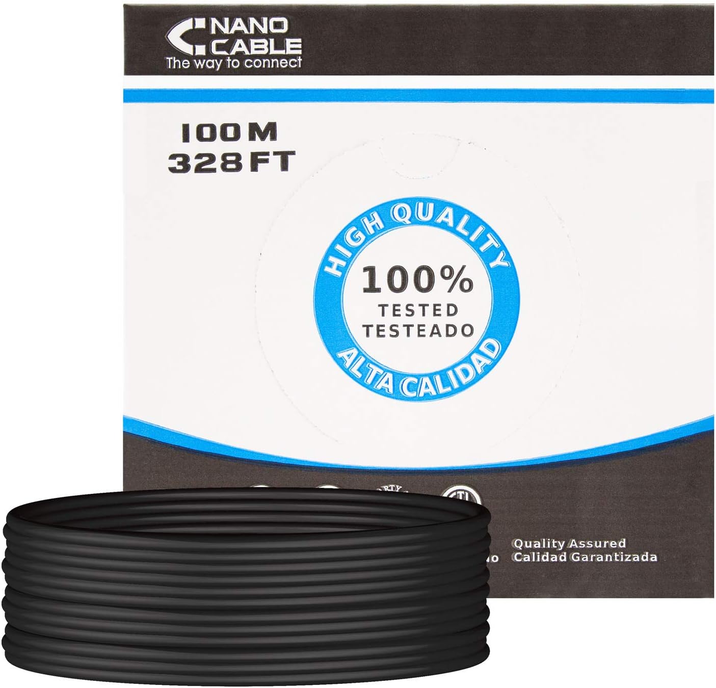 Bobina de Cabo RJ45 para Exteriores UTP Nanocable 10.20.0302-EXT-BK Cat.5e/ 100m/ Impermeável/ Preto