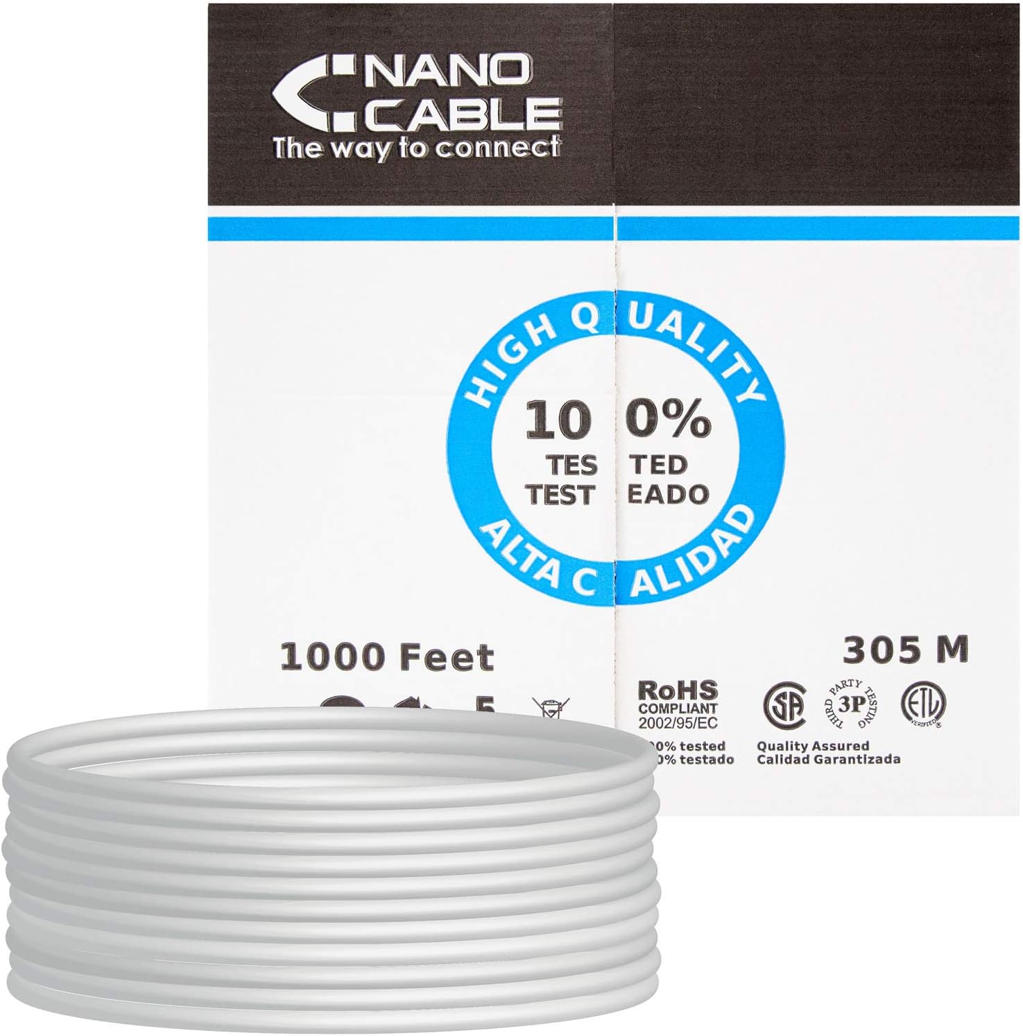 Bobina de Cabo RJ45 UTP Nanocable 10.20.0304-FLEX Cat.5e/ 305m/ Cinzento