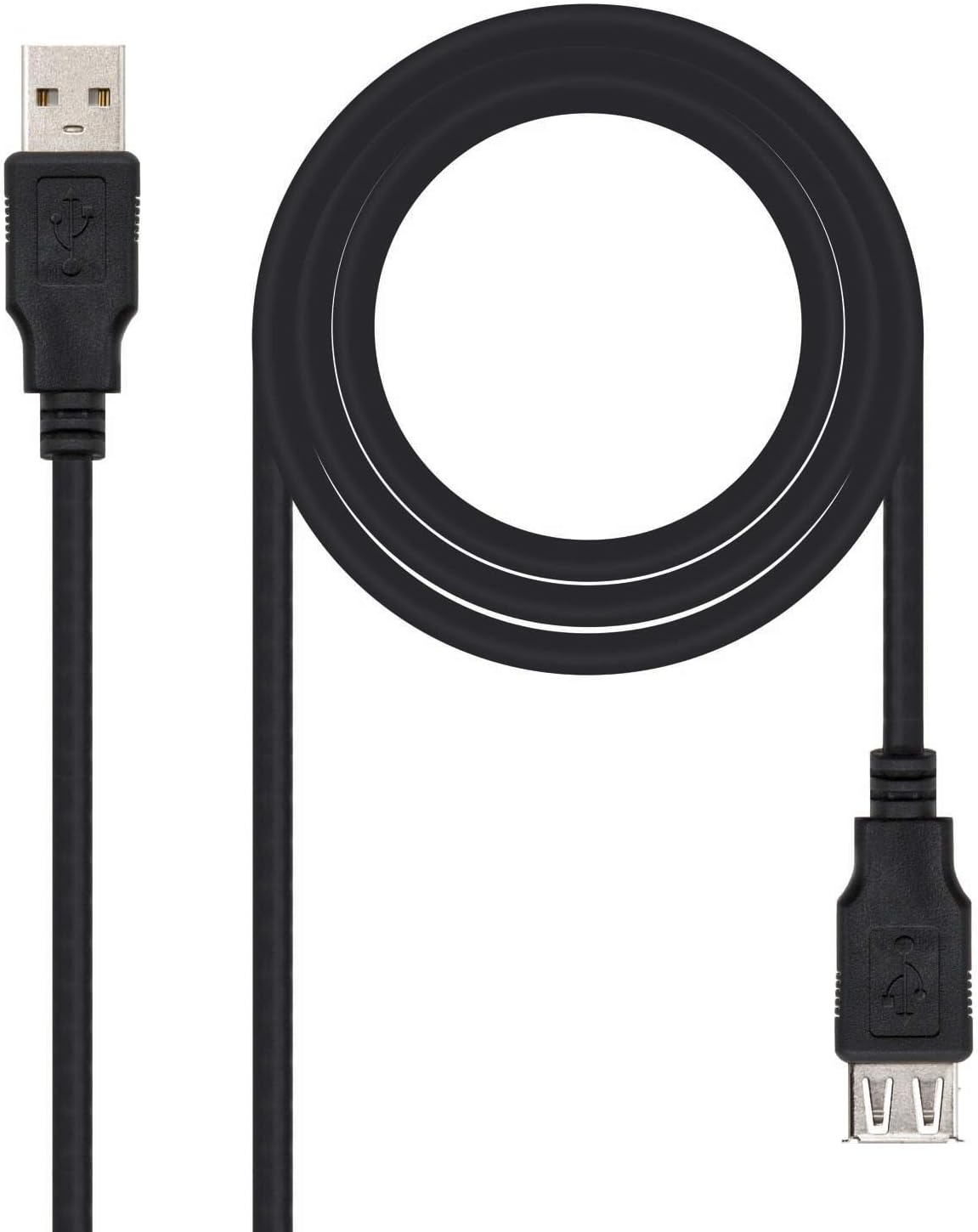 Cabo Extensor USB 2.0 Nanocable 10.01.0203-BK/ USB Macho - USB Fêmea/ 1.8m/ Preto - Imagem 1