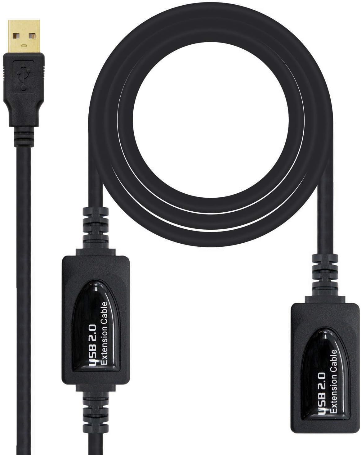 Cabo Extensor USB 2.0 Nanocable 10.01.0212/ USB Macho - USB Fêmea/ 10m/ Preto