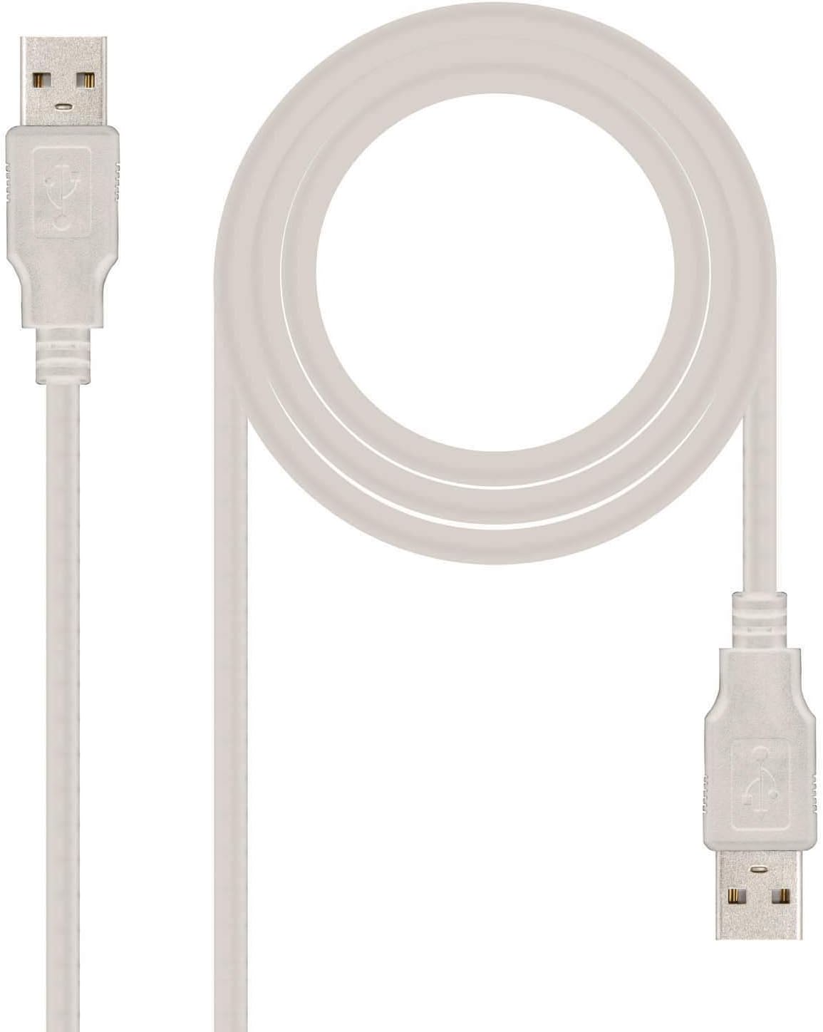 Cabo USB 2.0 Nanocable 10.01.0302/ USB Macho - USB Macho/ 1m/ Bege