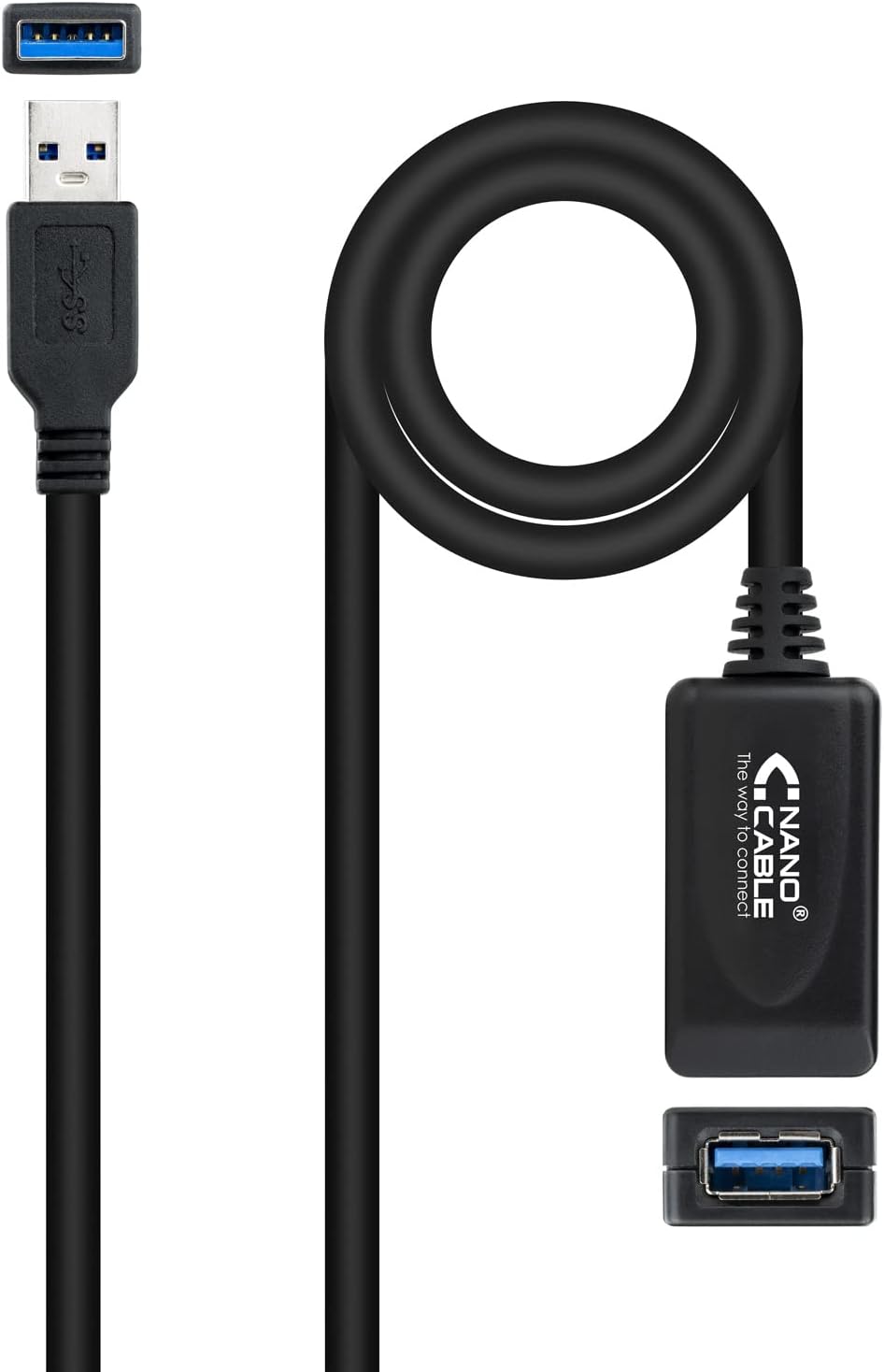 Cabo Extensor USB 3.0 com Amplificador Nanocable 10.01.0311/ USB Macho - USB Fêmea/ 5m/ Preto - Imagem 4