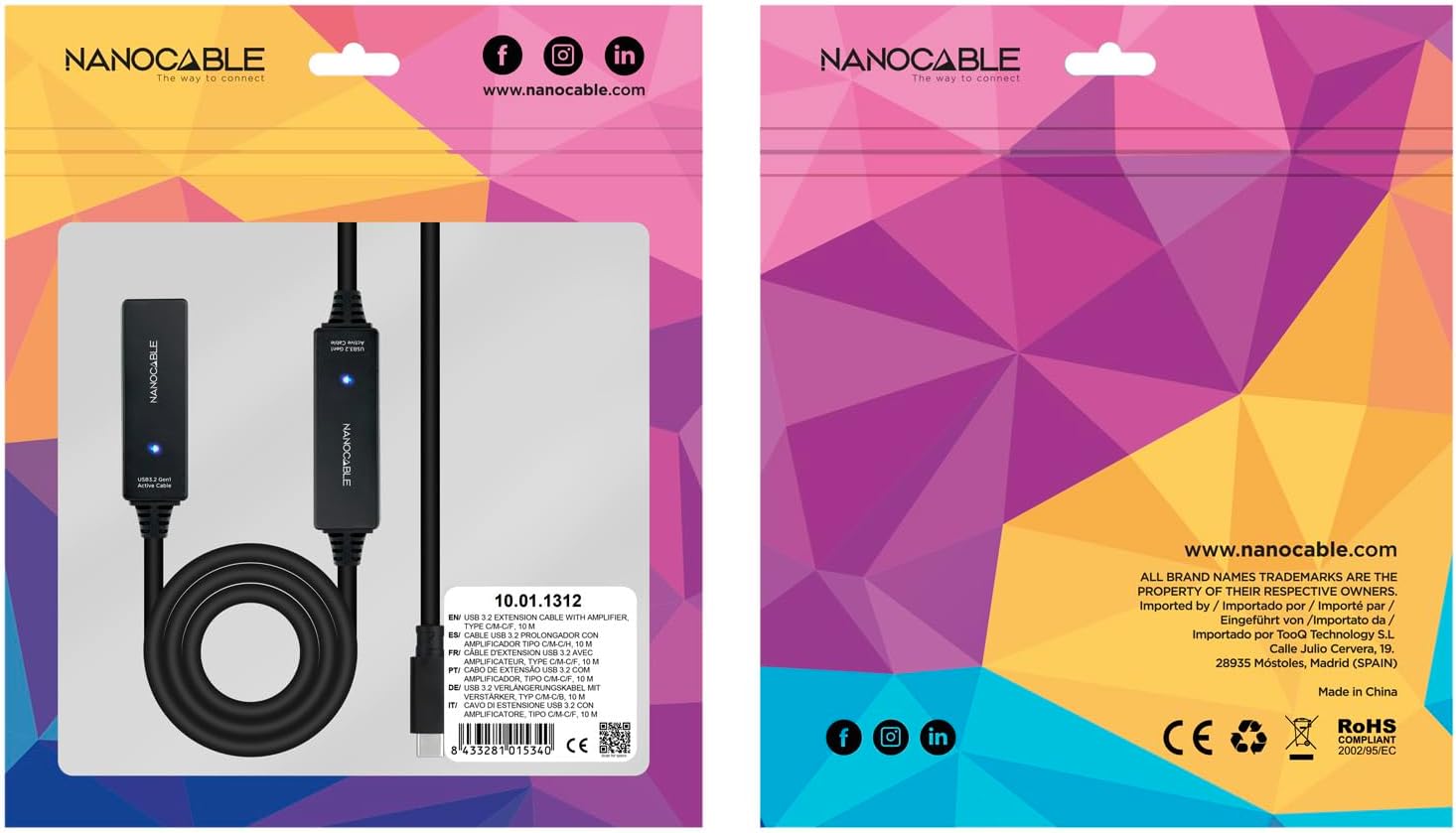 Cabo Extensor USB Tipo-C 3.2 com Amplificador Nanocable 10.01.1312/ USB Tipo-C Macho - USB Tipo-C Fêmea/ 10m/ Preto - Imagem 5