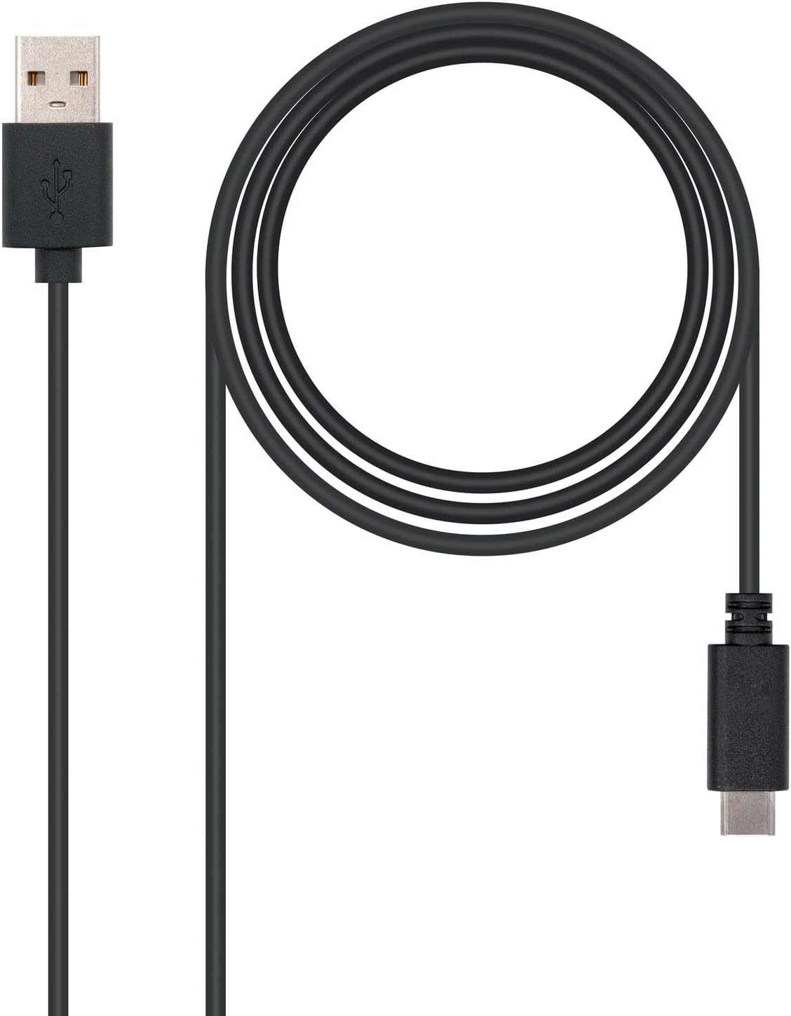 Cabo USB 2.0 Nanocable 10.01.2101/ USB Tipo-C Macho - USB Macho/ 1m/ Preto