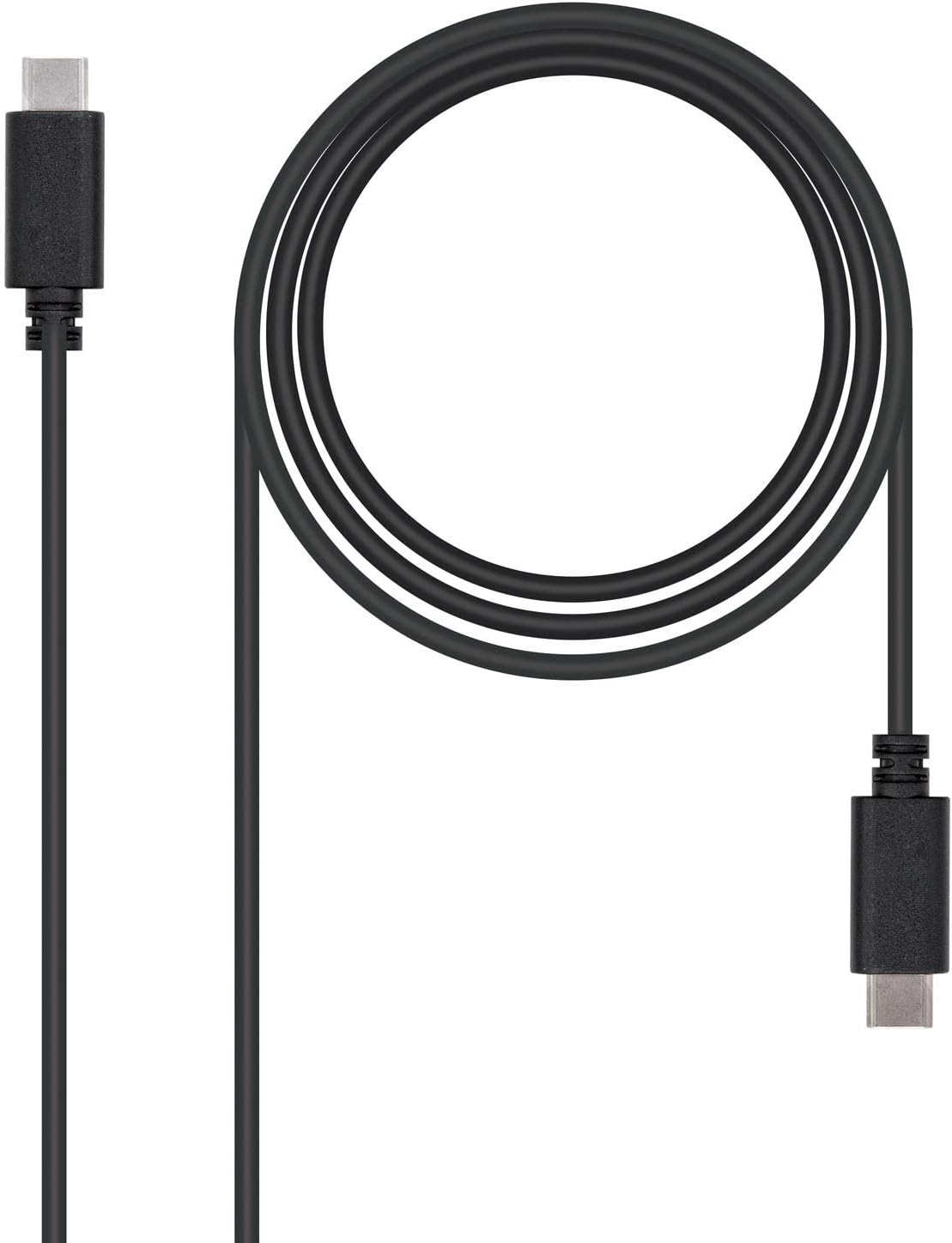 Cabo USB 2.0 Tipo-C Nanocable 10.01.2301/ USB Tipo-C Macho - USB Tipo-C Macho/ 1m/ Preto